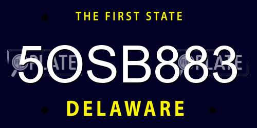 5OSB883 Delaware License Plate