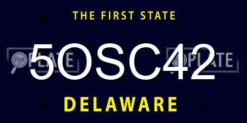 5OSC42 Delaware License Plate