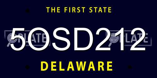 5OSD212 Delaware License Plate