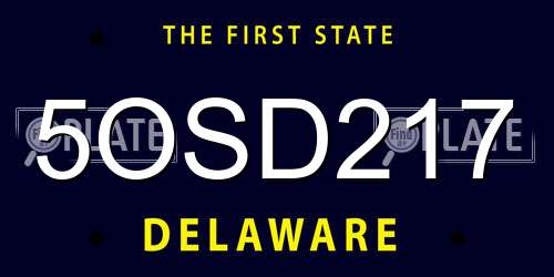 5OSD217 Delaware License Plate