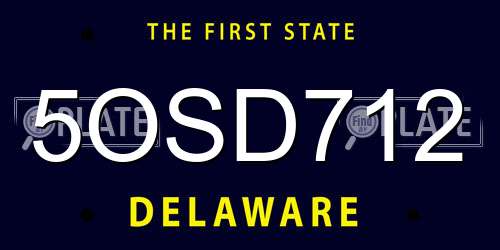5OSD712 Delaware License Plate