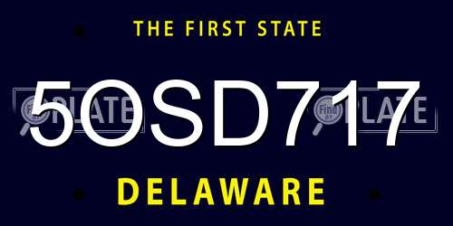 5OSD717 Delaware License Plate