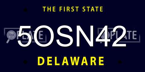 5OSN42 Delaware License Plate