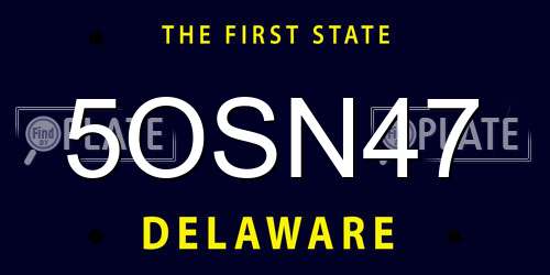 5OSN47 Delaware License Plate