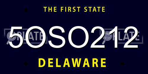 5OSO212 Delaware License Plate