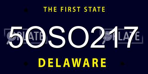 5OSO217 Delaware License Plate