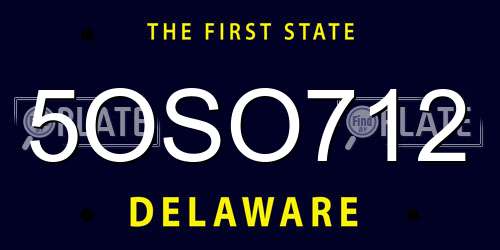 5OSO712 Delaware License Plate