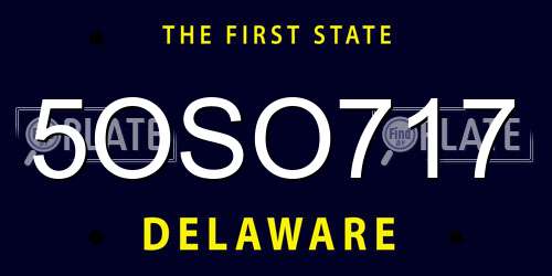 5OSO717 Delaware License Plate