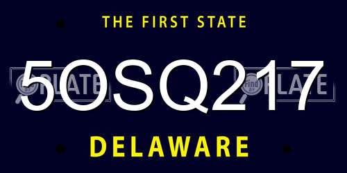 5OSQ217 Delaware License Plate