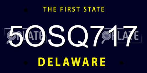 5OSQ717 Delaware License Plate