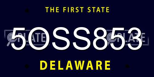5OSS853 Delaware License Plate
