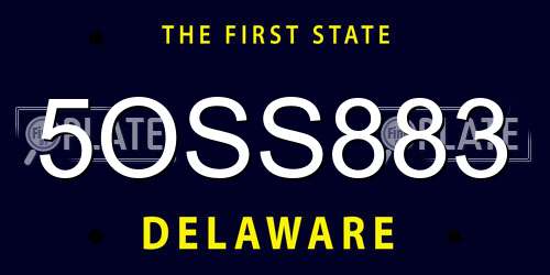 5OSS883 Delaware License Plate