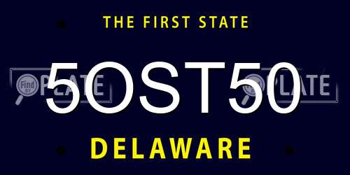 5OST50 Delaware License Plate