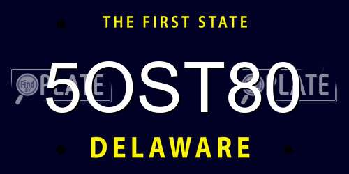 5OST80 Delaware License Plate