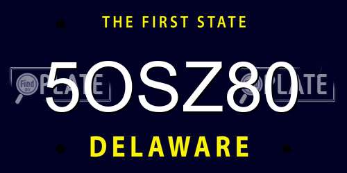 5OSZ80 Delaware License Plate