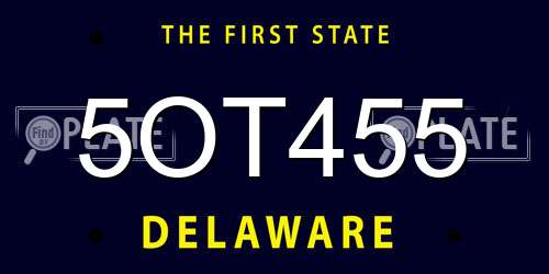 5OT455 Delaware License Plate