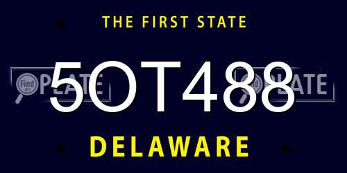 5OT488 Delaware License Plate