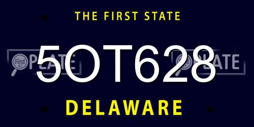 5OT628 Delaware License Plate