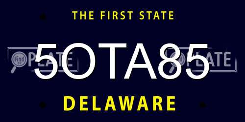 5OTA85 Delaware License Plate