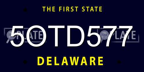 5OTD577 Delaware License Plate