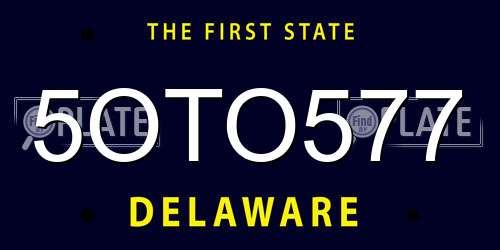 5OTO577 Delaware License Plate