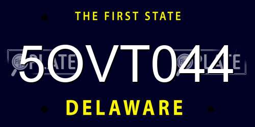 5OVT044 Delaware License Plate