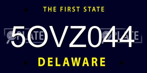 5OVZ044 Delaware License Plate