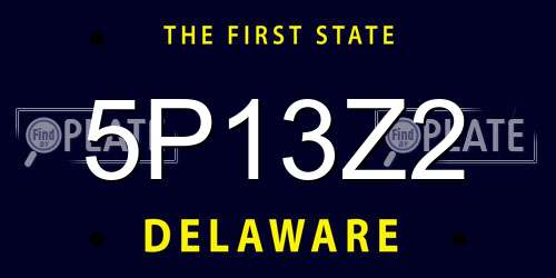 5P13Z2 Delaware License Plate