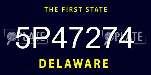 5P47274 Delaware License Plate