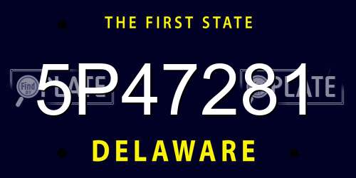 5P47281 Delaware License Plate