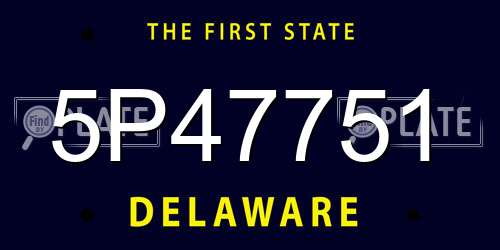 5P47751 Delaware License Plate
