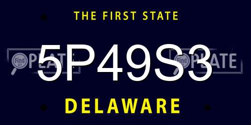 5P49S3 Delaware License Plate