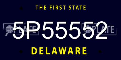 5P55552 Delaware License Plate