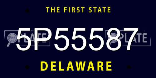 5P55587 Delaware License Plate