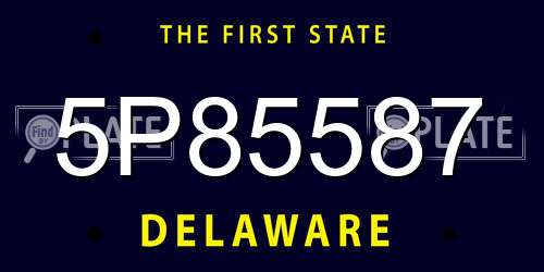 5P85587 Delaware License Plate