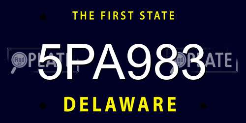 5PA983 Delaware License Plate