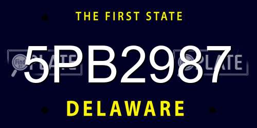 5PB2987 Delaware License Plate