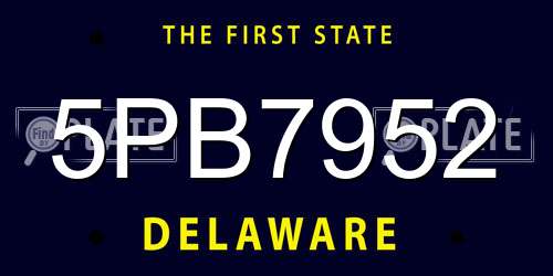 5PB7952 Delaware License Plate