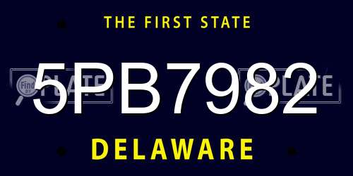5PB7982 Delaware License Plate