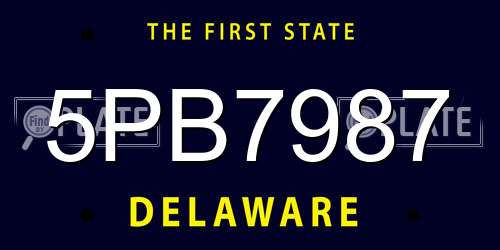 5PB7987 Delaware License Plate
