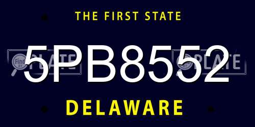 5PB8552 Delaware License Plate
