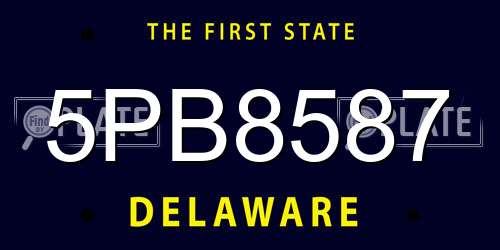 5PB8587 Delaware License Plate