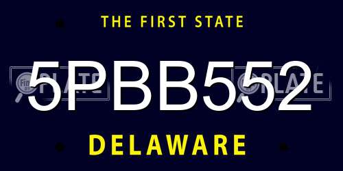 5PBB552 Delaware License Plate