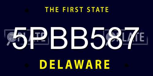 5PBB587 Delaware License Plate