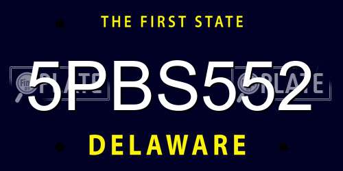 5PBS552 Delaware License Plate