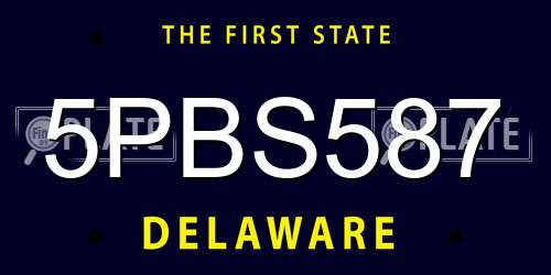 5PBS587 Delaware License Plate