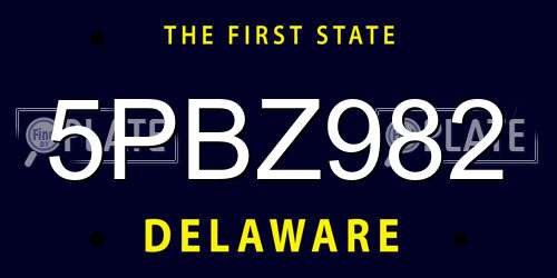 5PBZ982 Delaware License Plate