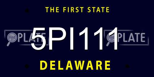 5PI111 Delaware License Plate