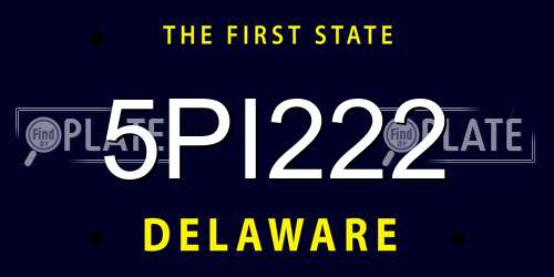 5PI222 Delaware License Plate