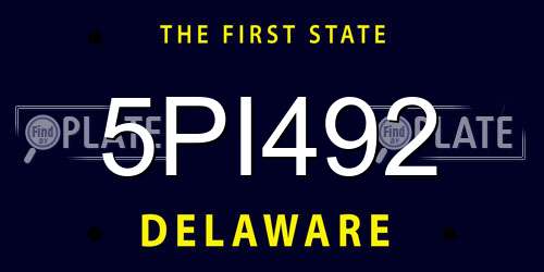 5PI492 Delaware License Plate